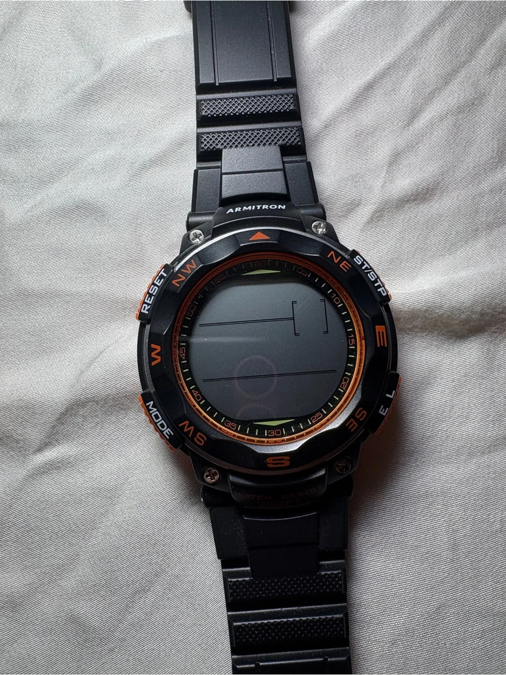 Armitron Black Sport Digital Watch with Orange Accent